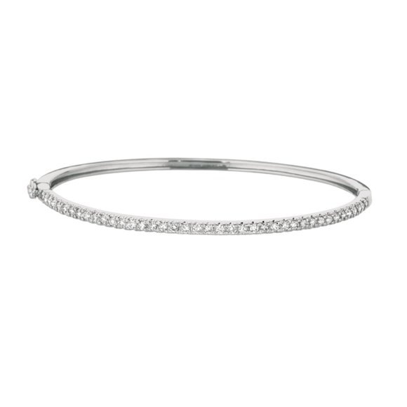 1.00 Carat Natural Diamond Bangle Bracelet 14K